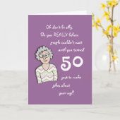 50ste verjaardag voor haar grappige kaart (Gele Bloem)