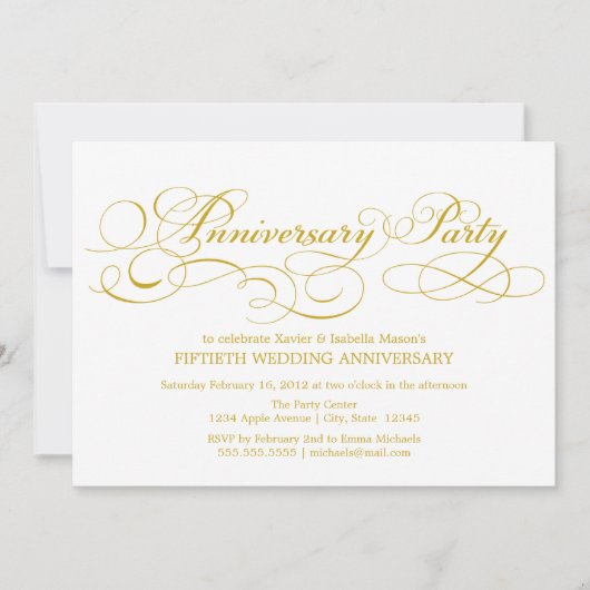 50ste verjaardag | Wit/Goud Kaart (Voorkant)