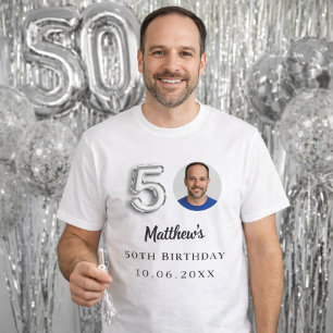 50ste verjaardag zilveren foto t-shirt