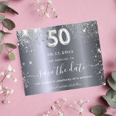 50ste verjaardag zilveren glitters budget save the flyer