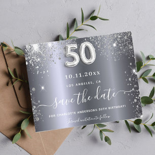 50ste verjaardag zilveren glitters budget save the flyer