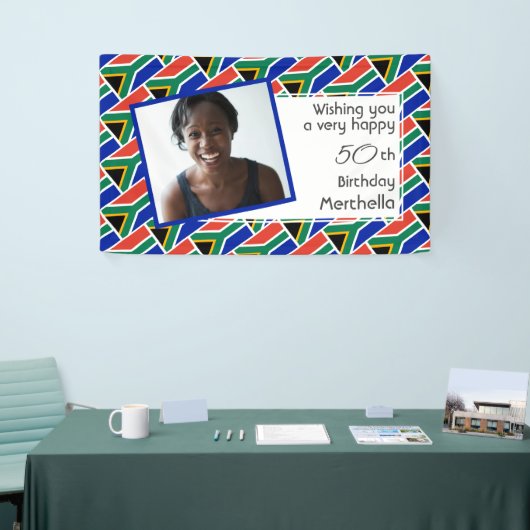 50ste verjaardag ZUID-AFRIKA VLAG Aangepaste foto Spandoek (Beurs)