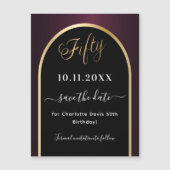 50ste verjaardag zwart bordeauxrood Save the Date- (Voorkant)