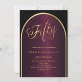 50ste verjaardag zwart Bourgondisch gouden boog sc Kaart (Voorkant)