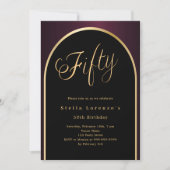 50ste verjaardag zwart Bourgondisch gouden boog sc Kaart (Voorkant)