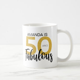 50ste Verjaardag Zwart en Goud Effect Gepersonalis Koffiemok
