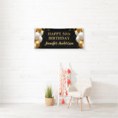 50ste verjaardag zwart en goud spandoek (Insitu)