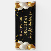 50ste verjaardag zwart en goud spandoek (Verticaal)