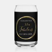 50ste verjaardag zwart goud gepersonaliseerde fees blikvorm glas (Achterkant)