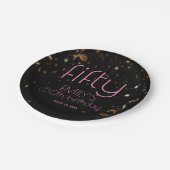 50ste verjaardag zwart gouden Confetti Papieren Bordje (Gekanteld)