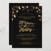 50ste verjaardag Zwart & Gouden sterren 50 JAAR Kaart (Voorkant / Achterkant)