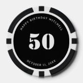 50ste verjaardag zwart-wit poker chips (Voorkant)