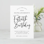 50ste verjaardag | Zwart-wit typografie Kaart (Staand voorkant)