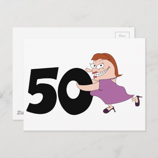 50ste verjaardagscadeau - Grappige cartoon Briefkaart (Voorkant / Achterkant)