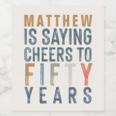 50ste verjaardagsfeest accessoires decor gunst wijn etiket (Enkel label)