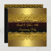 50ste verjaardagsfeest Black Gold Lace Kaart (Voorkant / Achterkant)