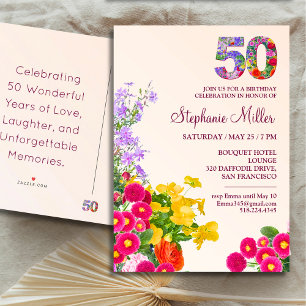 50ste verjaardagsfeest Bloemen Modern 50 jaar fees Briefkaart