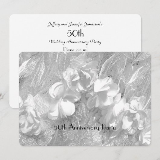 50ste verjaardagsfeest Elegant Wit Bloemmotief Kan Kaart (Voorkant / Achterkant)