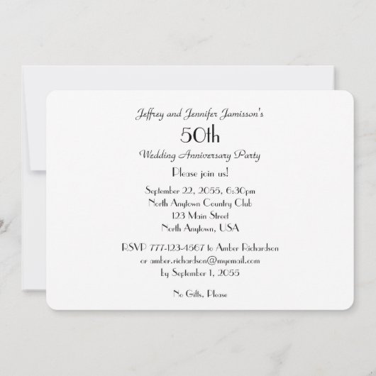 50ste verjaardagsfeest Elegant Wit Bloemmotief Kan Kaart (Achterkant)