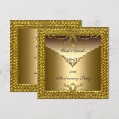 50ste verjaardagsfeest Elegante Gouden Art Deco Kaart (Voorkant / Achterkant)