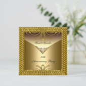 50ste verjaardagsfeest Elegante Gouden Art Deco Kaart (Staand voorkant)