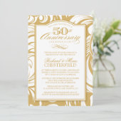 50ste Verjaardagsfeest Fancy Gouden Uitnodiging (Staand voorkant)