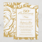50ste Verjaardagsfeest Fancy Gouden Uitnodiging (Voorkant / Achterkant)