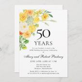 50ste verjaardagsfeest Geel Wit Bloemmotief Kaart (Voorkant / Achterkant)