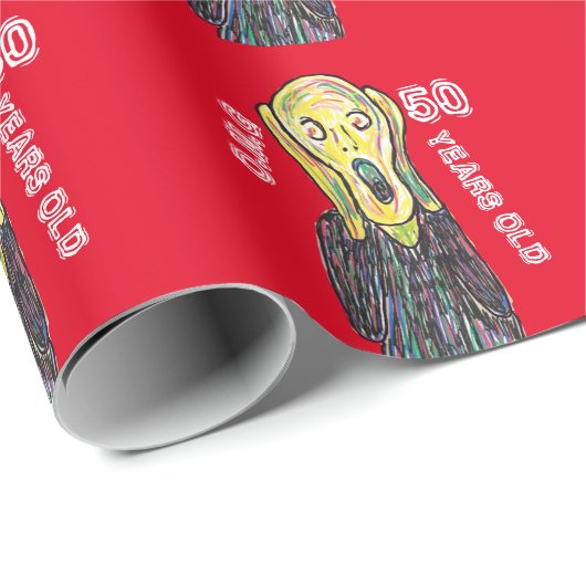 50ste verjaardagsfeest grappig The Scream OMG Cadeaupapier (Rol Hoek)
