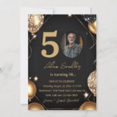 50ste verjaardagsfeest met ballonnen en glitter kaart (Voorkant)