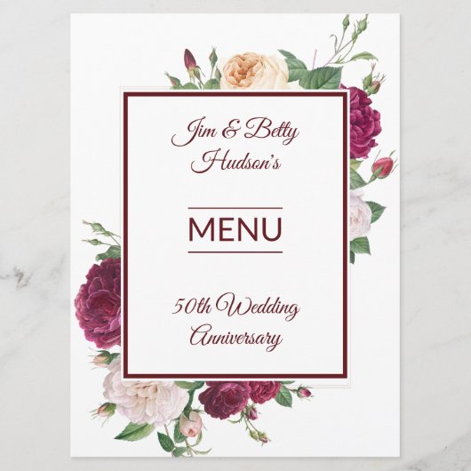 50ste verjaardagsfeest - Receptie Menu (Voorkant)