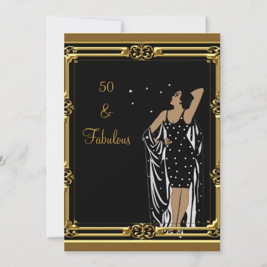 50ste verjaardagsfeest Retro Diva deco Zwart Wit Kaart (Voorkant)