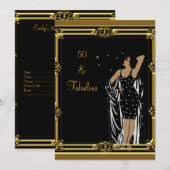 50ste verjaardagsfeest Retro Diva deco Zwart Wit Kaart (Voorkant / Achterkant)
