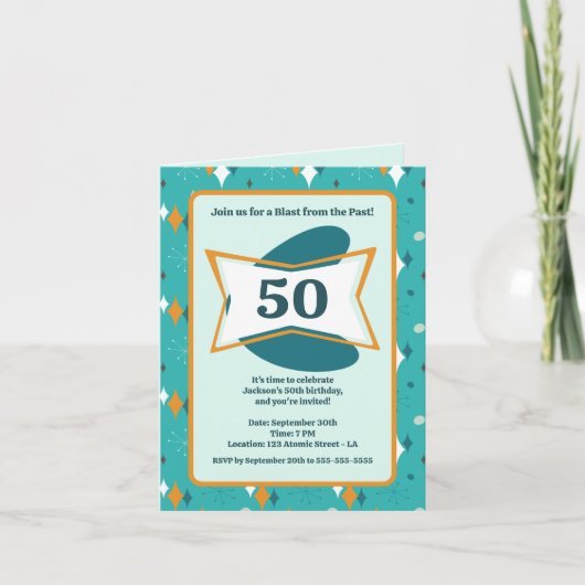 50ste Verjaardagsfeest Retro Midden Eeuw Elke Leef (Voorkant)