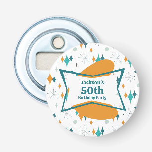 50ste Verjaardagsfeest Retro Midden Eeuw Elke Leef Button Flesopener