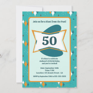 50ste Verjaardagsfeest Retro Midden Eeuw Elke Leef Kaart