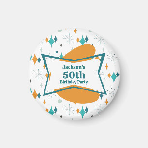 50ste Verjaardagsfeest Retro Midden Eeuw Elke Leef Magneet