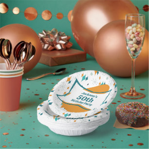 50ste Verjaardagsfeest Retro Midden Eeuw Elke Leef Papieren Kommen