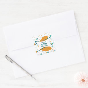 50ste Verjaardagsfeest Retro Midden Eeuw Elke Leef Vierkante Sticker