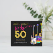 50ste verjaardagsfeest Rocks 50 Roze (Staand voorkant)