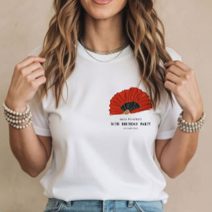 50ste verjaardagsfeest Rode Flamenco-danser-fan T-shirt