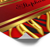 50ste Verjaardagsfeest Rood Zebra Goud Zwart 2 Poster (Hoek)