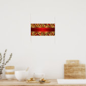 50ste Verjaardagsfeest Rood Zebra Goud Zwart 2 Poster (Keuken)