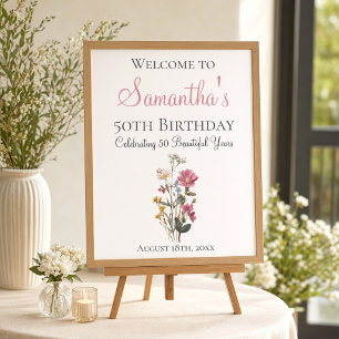 50ste Verjaardagsfeest Wilde Bloemen Welkomstbord