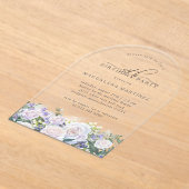 50ste verjaardagsfeest witte roos blauwe bloemboog acryl uitnodigingen (Laagn)