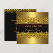 50ste verjaardagsfeest Zwart Gouden Kant Kaart (Voorkant / Achterkant)