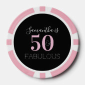 50ste verjaardagsfeestje 50 en fabelachtig zwart r poker chips (Voorkant)