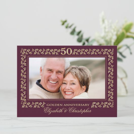 50ste verjaardagsfeestje | Aangepaste foto Kaart (Staand voorkant)