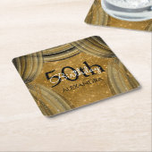 50ste verjaardagsfeestje Black and Gold Sparkle Kartonnen Onderzetters (Schuin)