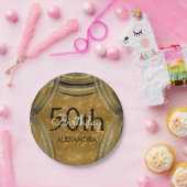 50ste verjaardagsfeestje Black and Gold Sparkle Papieren Bordje (Feest)
